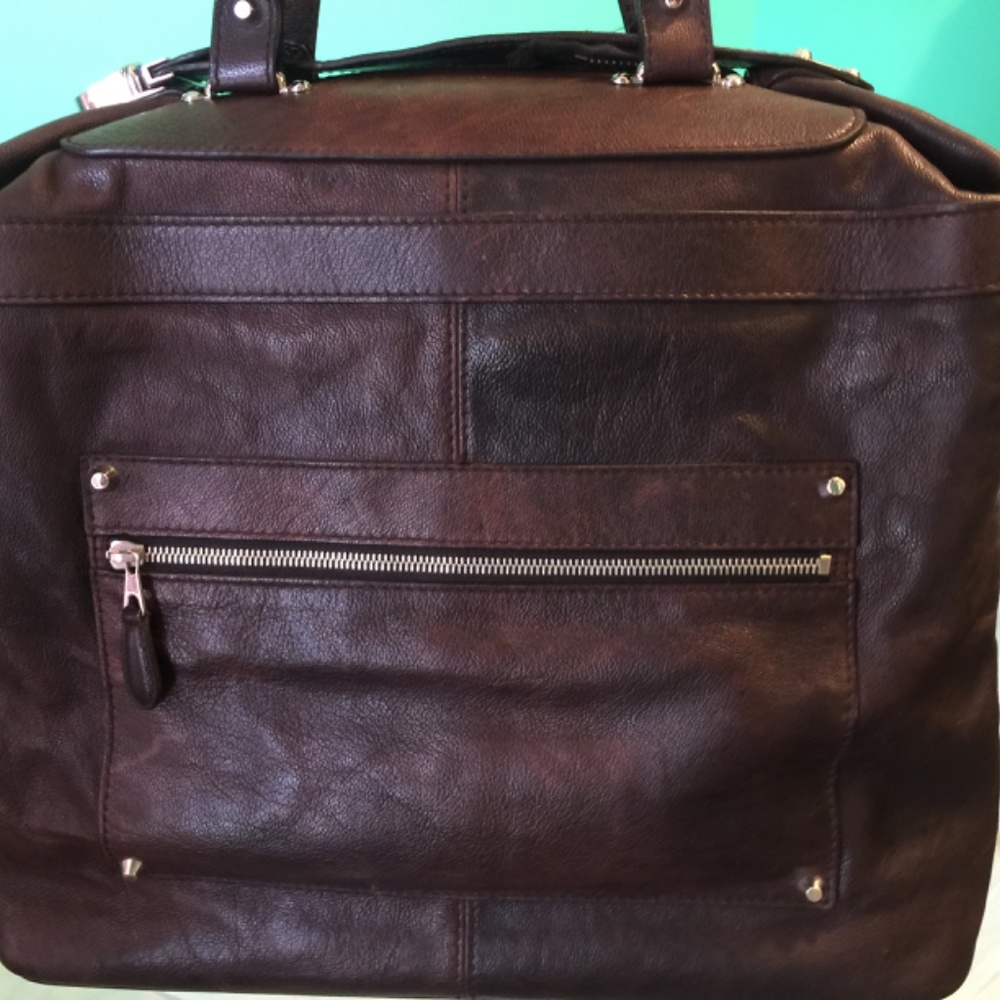 BALENCIAGA CLASSIC LEATHER BAG TRAVEL TOTE SILVER HARDWARE BROWN VINTAGE UNISEX - Picture 3 of 16